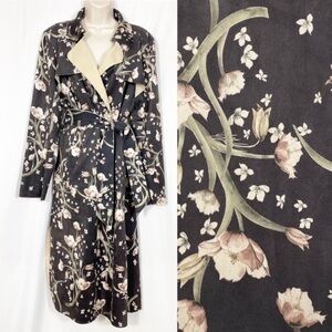 Floral Black Trench Coat